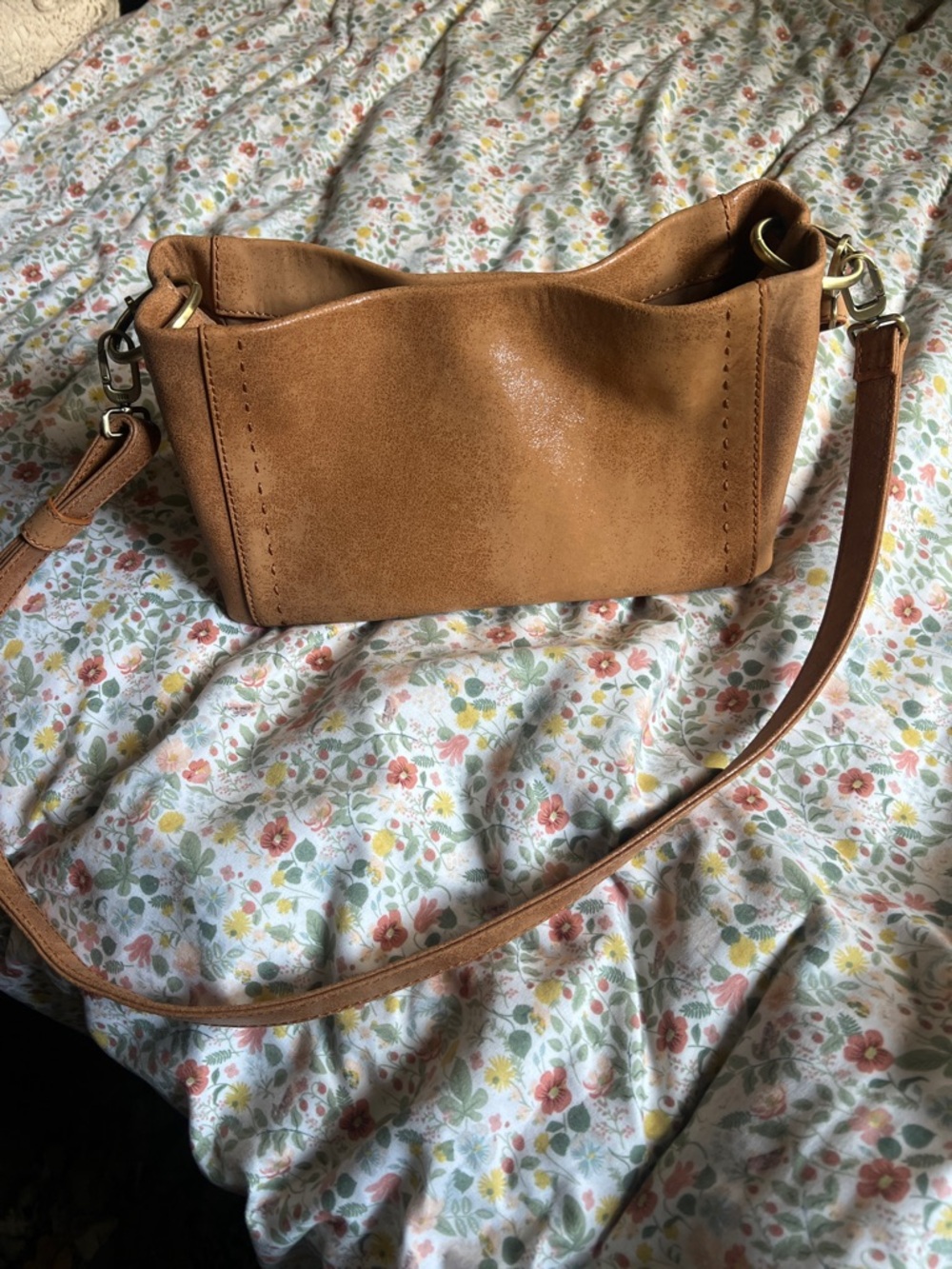 HOBO Camel Suede Shoulder Bag